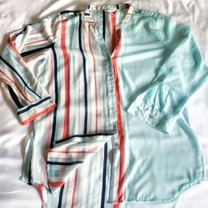 Calvin Klein Womens Sheer Tunic Blouse Sz L